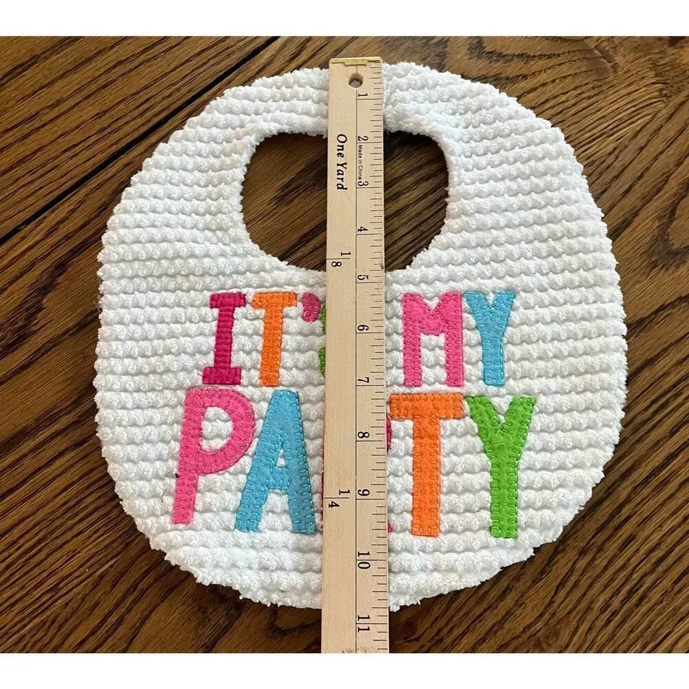 Mudpie Soft White It's My Party Birthday Colorful Baby Bib